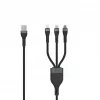 SEEK TOTI USB A į Micro USB / USB-C / Lightning 1,5m Pintas Laidas 2A (Ne-MFI) Juoda