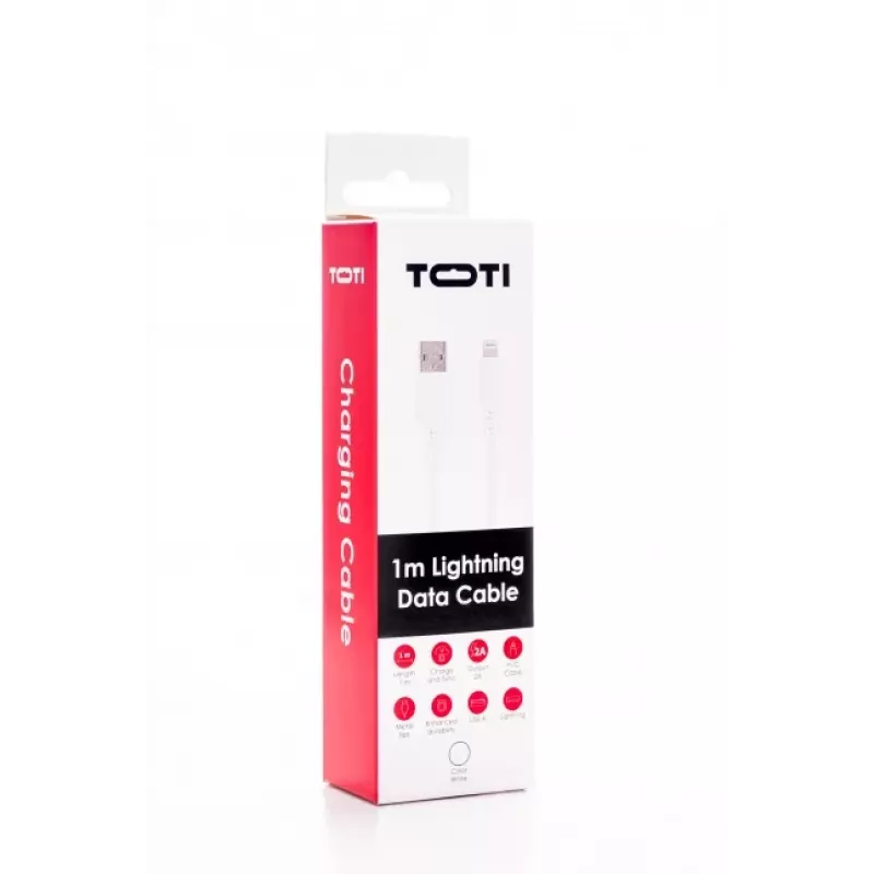 SEEK TOTI USB A į Lightning, 1m PVC duomenų laidas 2A (ne-MFI), baltas
