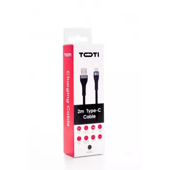 SEEK TOTI USB-A į USB-C pintas laidas 2m 3A juodas