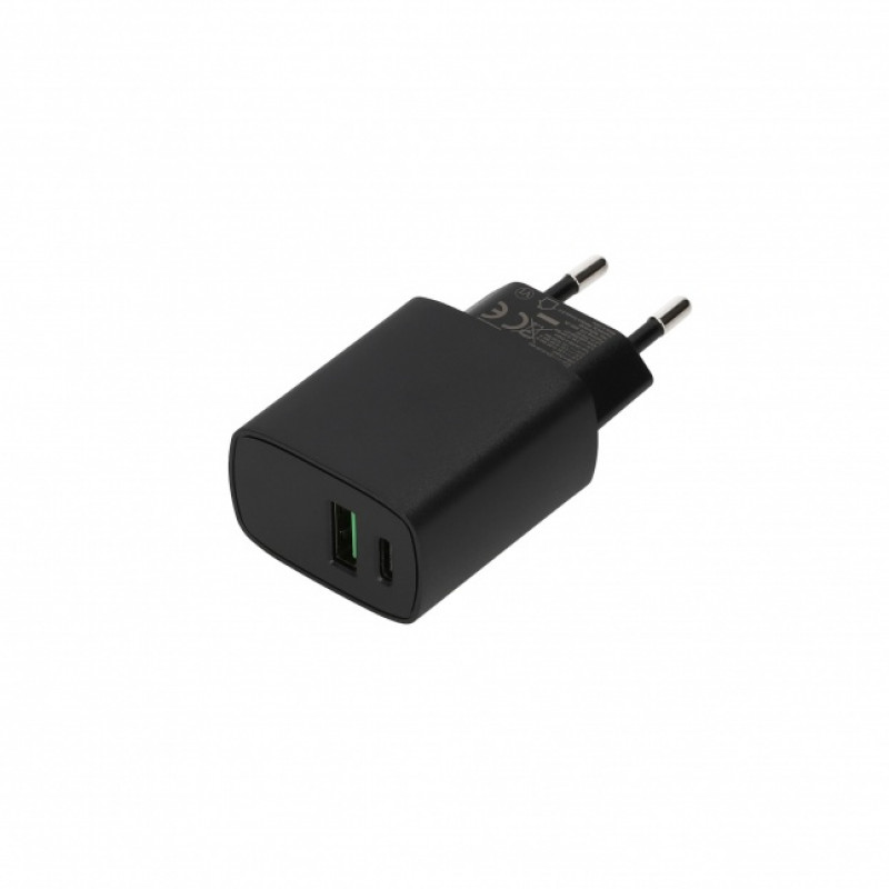 SEEK TOTI 20W Type-C + USB A sieninis greitasis įkroviklis, juodas