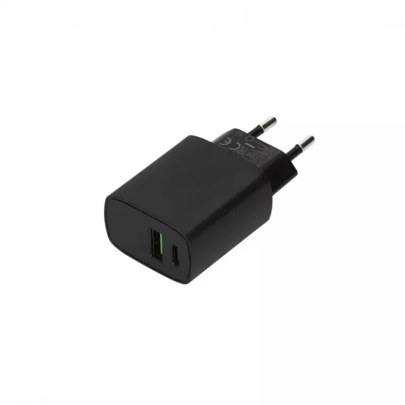 SEEK TOTI 20W Type-C + USB A sieninis greitasis įkroviklis, juodas