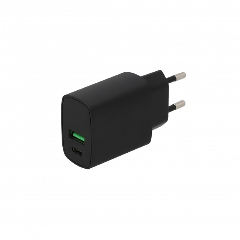 SEEK TOTI 20W Type-C + USB A sieninis greitasis įkroviklis, juodas