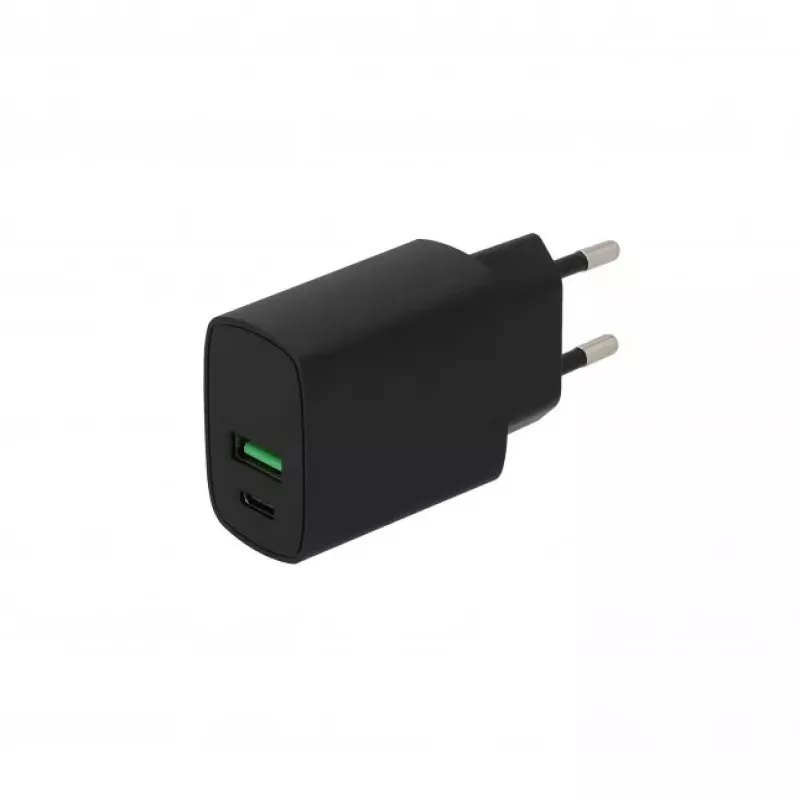 SEEK TOTI 20W Type-C + USB A sieninis greitasis įkroviklis, juodas