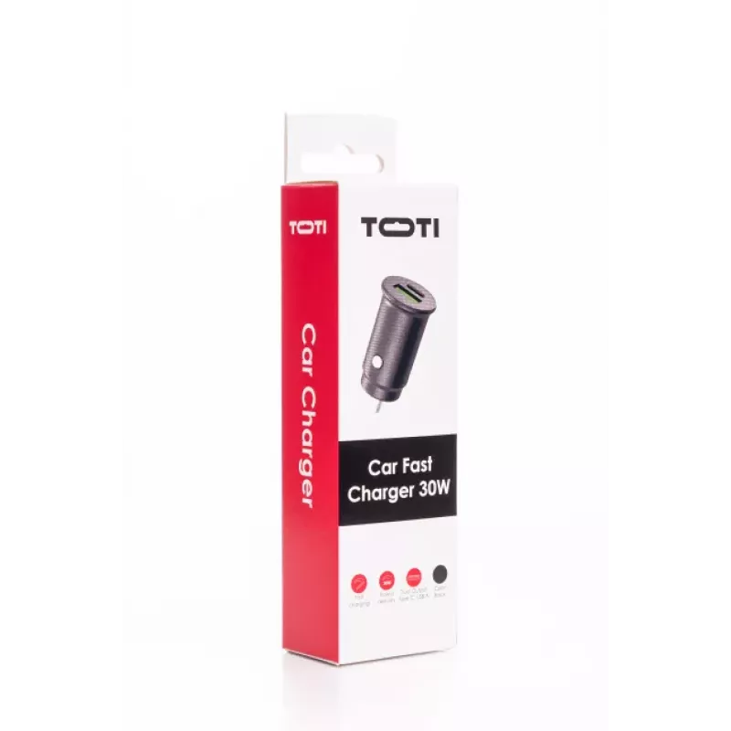 SEEK TOTI 30W Type-C + USB A automobilinis greitasis įkroviklis, juodas