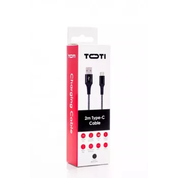 SEEK TOTI USB-A į USB-C pintas laidas 2m 2A, juoda/kosminė pilka