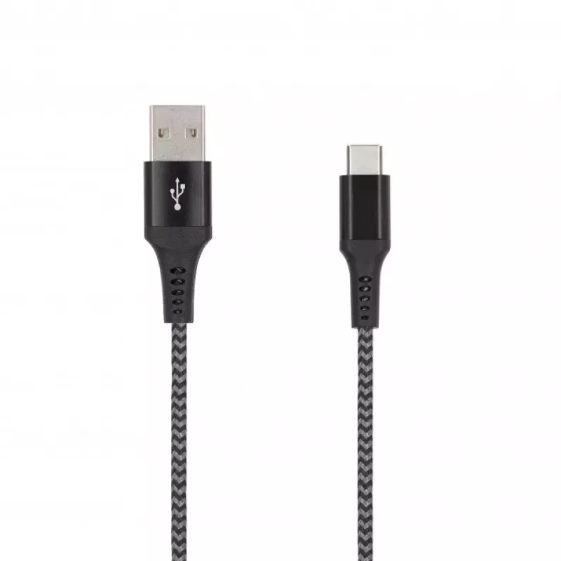 SEEK TOTI USB-A į USB-C pintas laidas 2m 2A, juoda/kosminė pilka