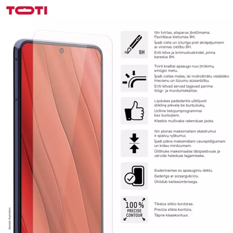 TOTI Grūdinto stiklo 2D ekrano apsauga, skirta Samsung Galaxy S24 Plus / S25 Plus