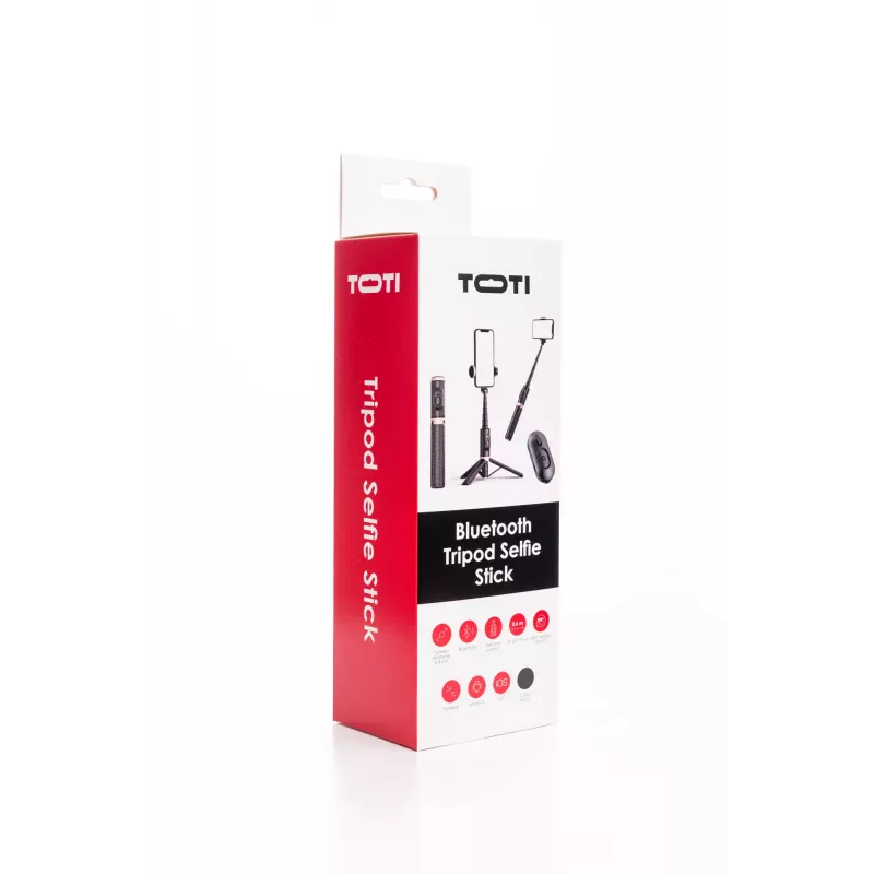 SEEK TOTI Selfie Stick su paslėptu dizainu ir stabiliu trikoju Q12, juoda