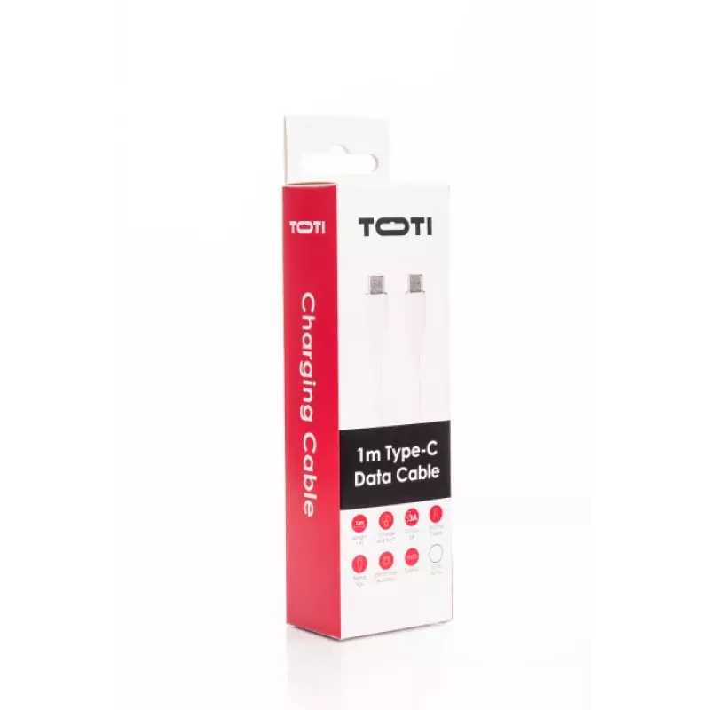 SEEK TOTI USB-C į USB-C Silikoninis laidas 1m 3A Baltas