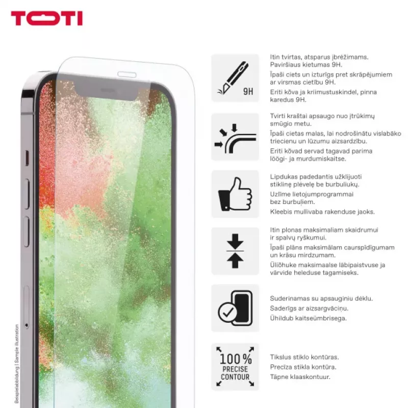 TOTI Grūdinto stiklo 2D ekrano apsauga Full Cover, skirta iPhone 16 Pro Max, permatoma