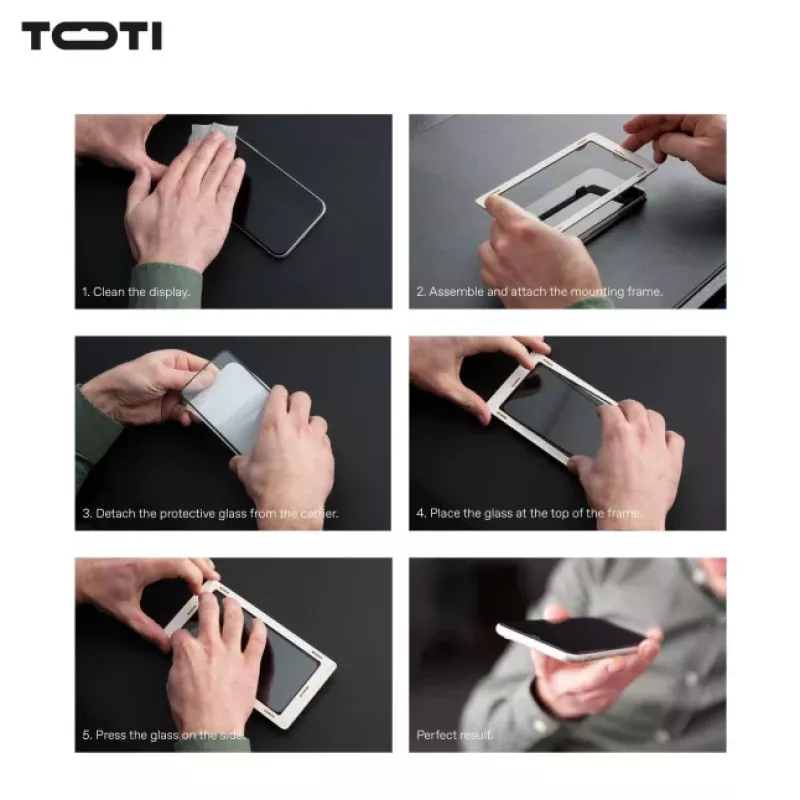 TOTI PREMIUM PREMIUM Grūdinto stiklo ekrano apsauga 3D Full Cover, skirta Apple iPhone 16 Pro