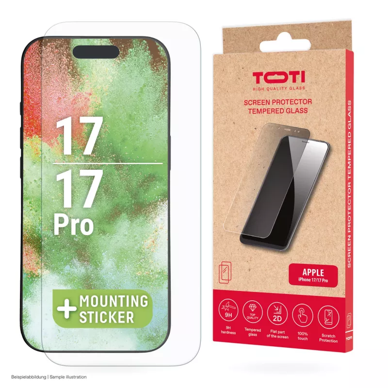 TOTI Grūdinto stiklo 2D ekrano apsauga, pilnas dengimas, skirta iPhone 17/16 Pro, permatoma