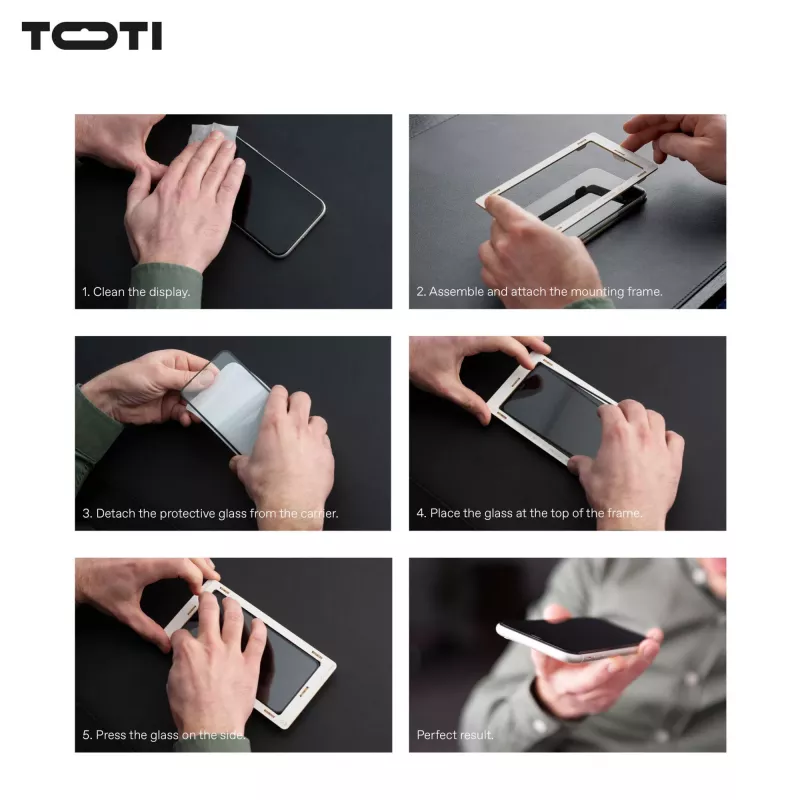 TOTI PREMIUM Premium grūdinto stiklo ekrano apsauga 3D pilnas dangtelis, skirta Apple iPhone 17 Pro Max