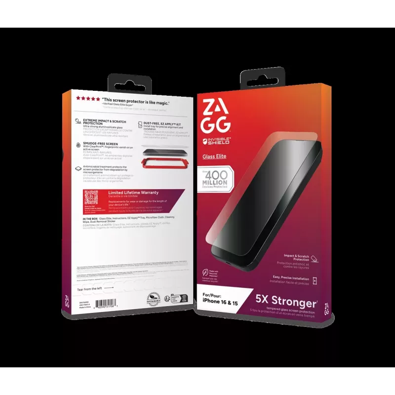 ZAGG apsaugos rinkinys, skirtas iPhone 16: Dėklas su MagSafe ir ekrano apsauga