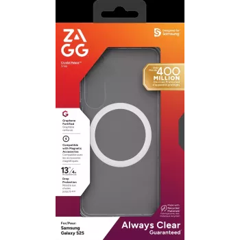 ZAGG apsaugos rinkinys, skirtas Samsung Galaxy S25: dėklas su MagSafe ir ekrano apsauga