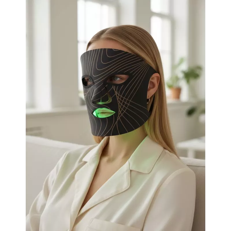 Lunni 7 Colors LED and Near-Infrared Light Silicone LED Facial Mask Black