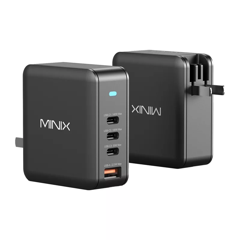 MINIX NEO-P165 GaN sieninis įkroviklis su 3x USB-C ir 1x USB-A prievadais, 165W