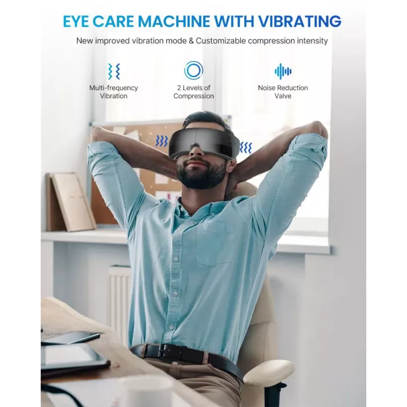 RENPHO Eyeris View akių masažuoklis su šiluma, oro kompresija, vibracija, Bluetooth, USB-C, sulankstomas, pilkas