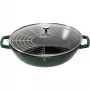 STAUB Wok 30 cm su dangčiu, ketaus, baziliko žalia