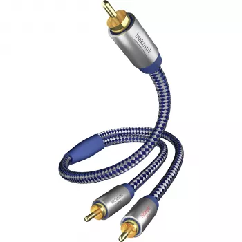 in-akustik Premium Y Subwoofer Cable - 2x RCA Male to 1x RCA Male, 3.0 m, juoda