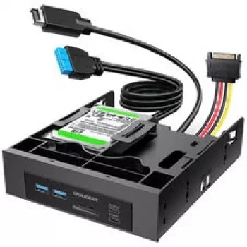 GRAUGEAR USB Hub + Card Reader Front Panel su 2,5 inch SSD rėmeliu, juoda