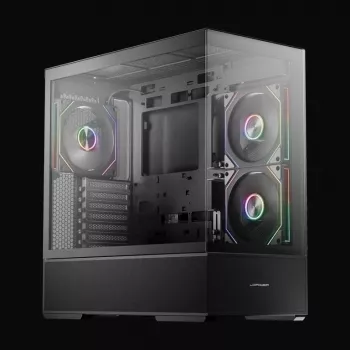 LC-Power Gaming Midi Tower ATX 812B Onyx Vision su grūdintu stiklu ir 4x aRGB ventiliatoriais, juoda