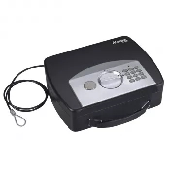 Master Lock Portable Personal Safe P008EML - Juoda, perprogramuojama 4 skaitmenų kombinacija, plieninis kabelis, atspari oro sąlygoms