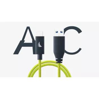Angelbird USB-A į C 3.2 Solid Flex kabelis Lime 1 ft UAC3SFL32