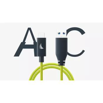 Angelbird USB-A į C 3.2 Solid Flex kabelis Lime 1 ft UAC3SFL32
