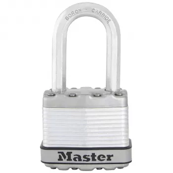 Master Lock Laminuota spyna M1EURDLFCC su apsauga nuo korozijos, boro karbido lankeliu, 8 mm skersmens, 48 mm korpuso plotis, skirtingi raktai, 2 raktai, atspari orams, saugumo įvertinimas 8/10