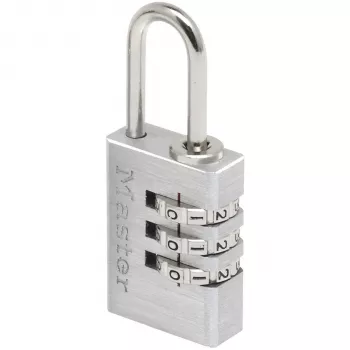 Master Lock 7620EURDCC kombinacinis spynos, aliuminio korpusas, grūdinto plieno lankas, 4 skaitmenų perprogramuojama, 50 mm korpuso plotis, 8 mm lanko skersmuo, sidabrinė/pilka