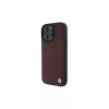 BMW iPhone 16 Pro Max Red Hardcase Sign Leather Diamond Metal Logo MagSafe