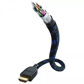 IN-AKUSTIK Premium Ultra High Speed HDMI 2.1 laidas su Ethernet 3m Triguba izoliacija Juoda/Mėlyna 10K 120Hz