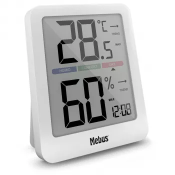 Mebus 40928 Termo-higrometras Baltas Vidinės ir Lauko Temperatūros bei Drėgmės Monitorius su LCD Ekranu