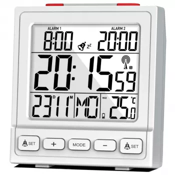 MEBUS 56813 Skaitmeninis žadintuvas - Baltas - Stačiakampis - 12/24h - °C/°F