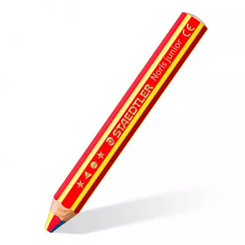 STAEDTLER Noris Junior 1403 BK 3-in-1 vaivorykštinis pieštukas, juodas, atsparus lūžimui, PEFC, vaikams nuo 2 metų