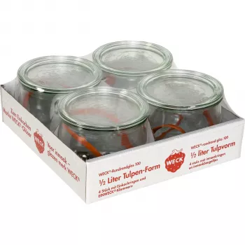 WECK Round Rim Jar Tulip 0.5L rinkinys (4 vnt.)