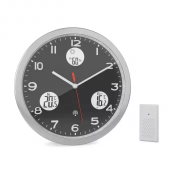MEBUS 13149 Radijo bangomis valdomas sieninis laikrodis 30 cm aliuminis tylus judesys