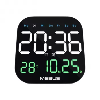 Mebus 19855 Radijo valdomas analoginis stalo laikrodis 18,5 cm juodas