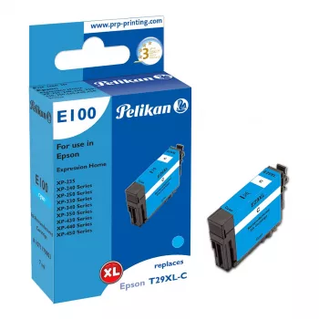 Pelikan E100 suderinama rašalo kasetė, cian, didelės išeigos, skirta Epson XP-235/240/250/330/340/350/430/440/450