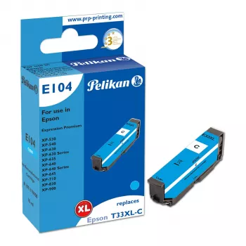 Pelikan E104 suderinama rašalo kasetė, žydra, didelės išeigos (XL), skirta Epson XP-530 XP-540 XP-630 XP-635 XP-640 XP-645 XP-710 XP-830 XP-900