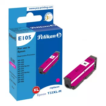Pelikan E105 suderinama rašalo kasetė, purpurinė, didelės išeigos (XL), skirta Epson XP-530/540/630/635/640/645/710/830/900 - 1 vnt.