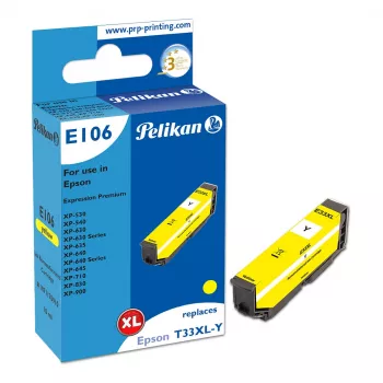 Pelikan E106 Suderinama Rašalo Kasetė Geltona Didelės Talpos (XL), skirta Epson XP-530/540/630/635/640/645/710/830/900 - 1 Vnt.