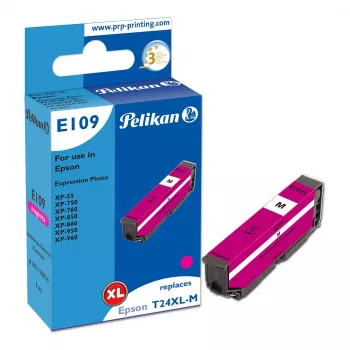 Pelikan E109 Suderinama rašalo kasetė, raudona, didelės išeigos (XL), skirta Epson Expression Photo XP-55, XP-750, XP-760, XP-850, XP-950, XP-960 - 1 vnt.