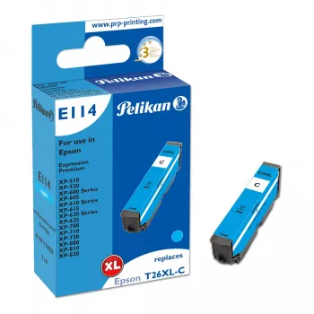Pelikan E114 Suderinama rašalo kasetė, cian, didelės talpos (XL), skirta Epson Expression Premium XP-510, XP-520, XP-600 serijos, XP-700 serijos, XP-800 serijos