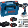 Bosch Professional 18V belaidis gręžtuvas-suktuvas rinkinys 2x5.0Ah Li-Ion 110Nm bešepetėlis su įkrovikliu ir antgalių rinkiniu MetaLoc II dėkle