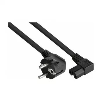 Kabelmeister Power Cable Schuko Plug Type E+F 90° Angled to IEC C15 Right Angled - 1.8m Black