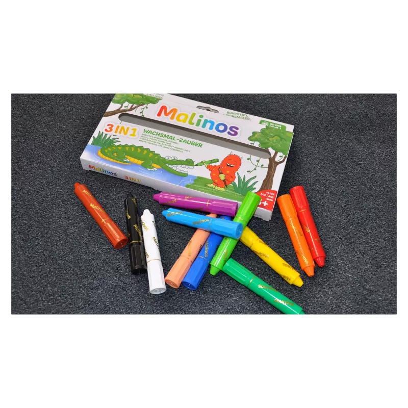 Malinos Wax Crayons Magic Drawing 12 Colors 3+