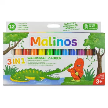 Malinos Wax Crayons Magic Drawing 12 Colors 3+