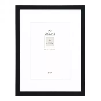 Deknudt S66KF2 P1 DIN A3 29.7x42 Wood Black Picture Frame with Passepartout